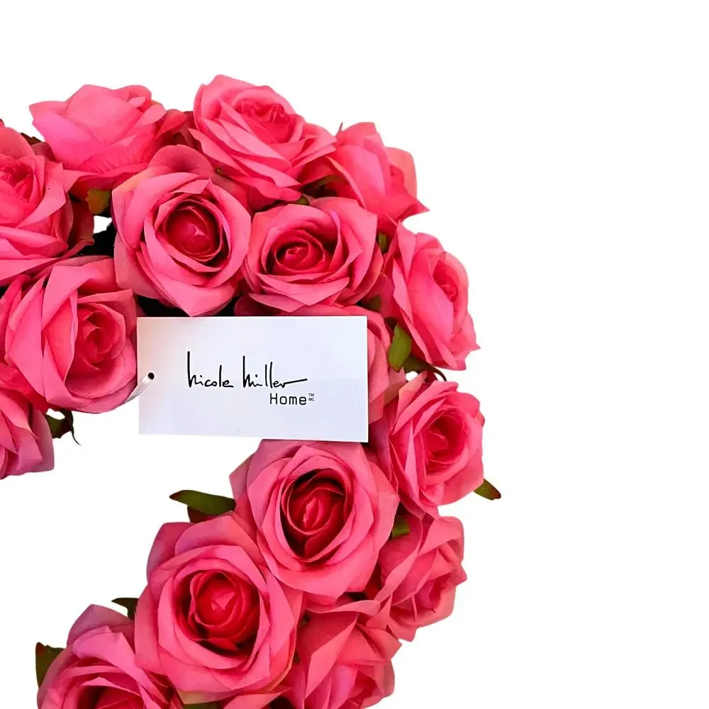 Nicole Miller Silk Rose Heart Wreath 16